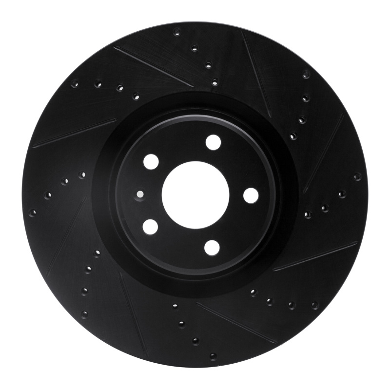 Audi A8 Brake Rotor (1) - Front Right - R1 Concepts - Drilled & Slotted - Black - `12-`18